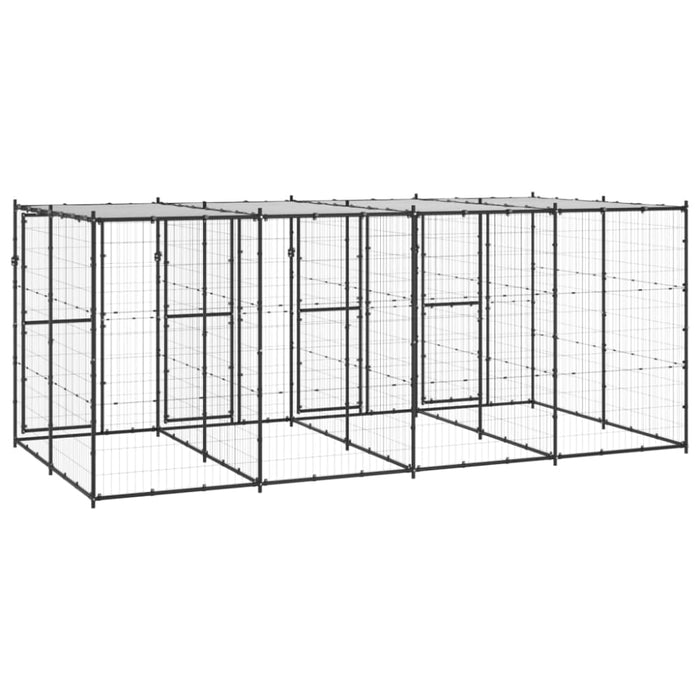 Outdoor Dog Kennel Steel With Roof 9.68 M² Tbnxxpo