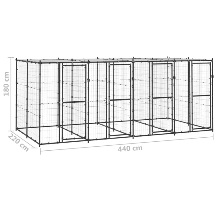 Outdoor Dog Kennel Steel With Roof 9.68 M² Tbnxxpo