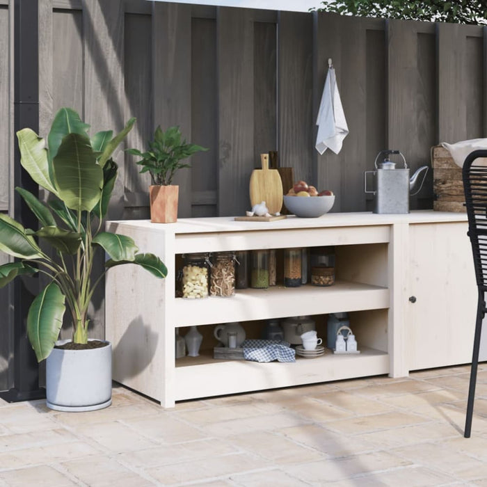 Outdoor Kitchen Cabinet White 106x55x64 Cm Solid Wood Pine