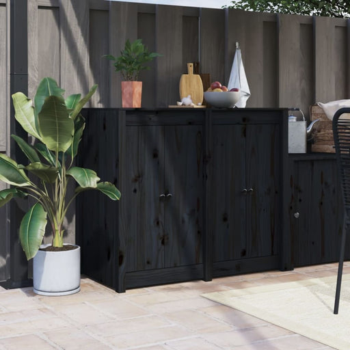 Outdoor Kitchen Doors 2 Pcs Black 50x9x82 Cm Solid Wood