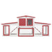 Outdoor Large Rabbit Hutch Red and White Wood Oibnap