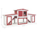 Outdoor Large Rabbit Hutch Red and White Wood Oibnap