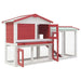 Outdoor Large Rabbit Hutch Red and White Wood Oibnax