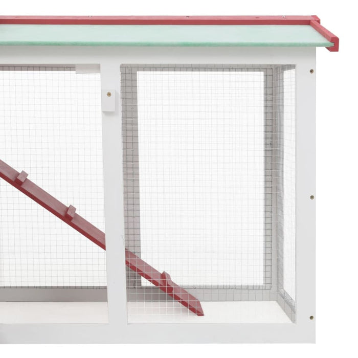Outdoor Large Rabbit Hutch Red And White Wood Oibnax