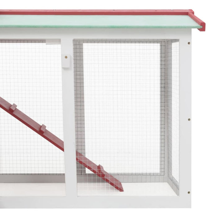 Outdoor Large Rabbit Hutch Red and White Wood Oibnax