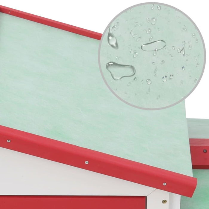 Outdoor Large Rabbit Hutch Red and White Wood Oibnax