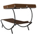 Outdoor Lounge Bed with Canopy & Pillow Brown Anbin