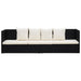 Outdoor Lounge Bed with Cushion & Pillows Poly Rattan Black