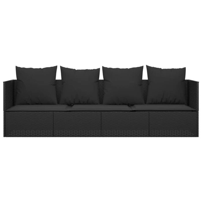Outdoor Lounge Bed with Cushions Black Poly Rattan Tokplp