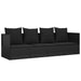 Outdoor Lounge Bed with Cushions Black Poly Rattan Tokplp