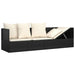 Outdoor Lounge Bed with Cushions Black Poly Rattan Tokplx