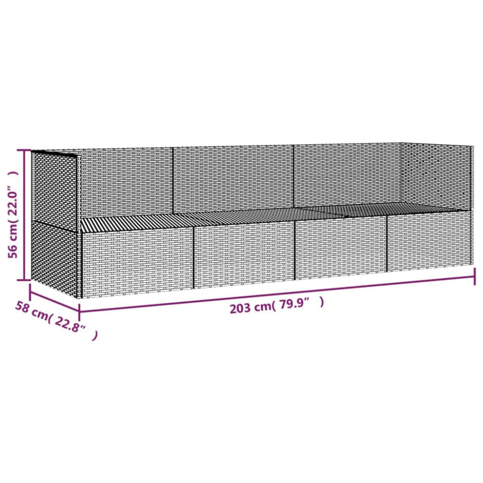 Outdoor Lounge Bed with Cushions Black Poly Rattan Tokplx