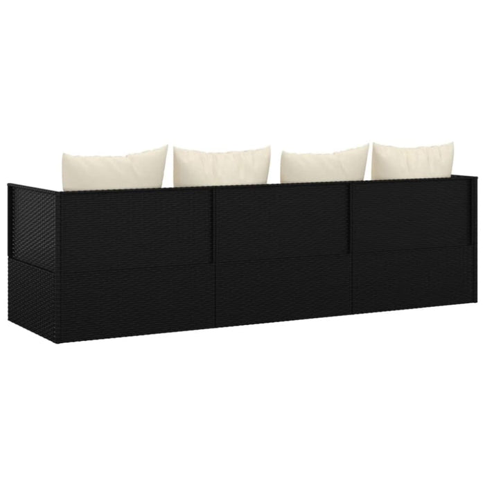 Outdoor Lounge Bed with Cushions Black Poly Rattan Tokplx