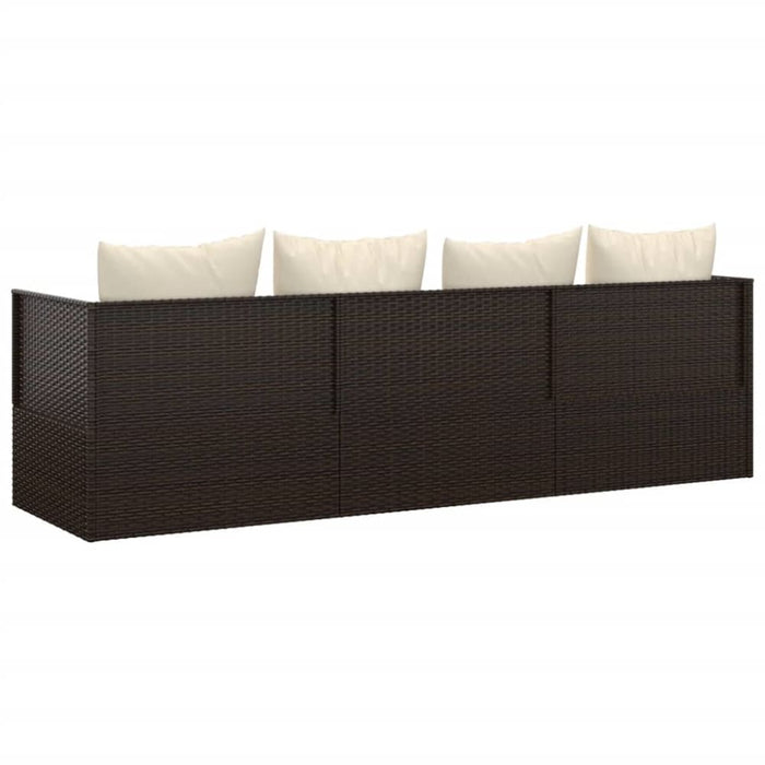 Outdoor Lounge Bed with Cushions Brown Poly Rattan Tokplt