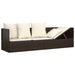 Outdoor Lounge Bed with Cushions Brown Poly Rattan Tokplt