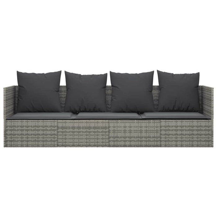 Outdoor Lounge Bed with Cushions Grey Poly Rattan Tokpla