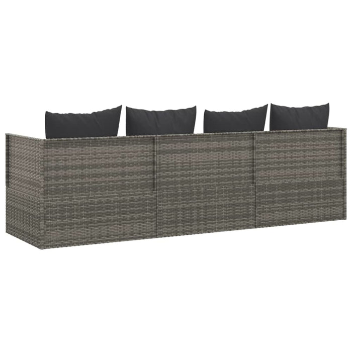 Outdoor Lounge Bed with Cushions Grey Poly Rattan Tokpla