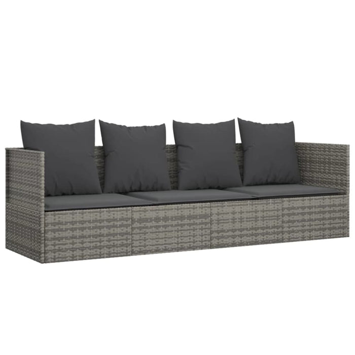 Outdoor Lounge Bed with Cushions Grey Poly Rattan Tokpla