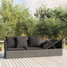 Outdoor Lounge Bed with Cushions Grey Poly Rattan Tokpla