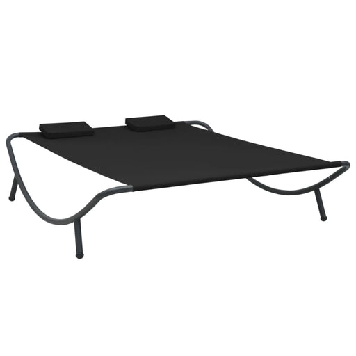 Outdoor Lounge Bed Fabric Black Totpxk