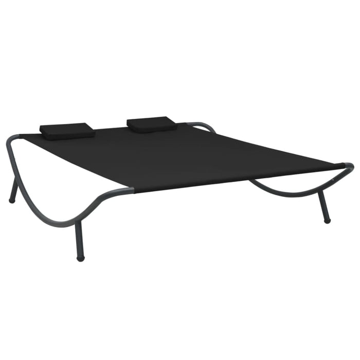 Outdoor Lounge Bed Fabric Black Totpxk