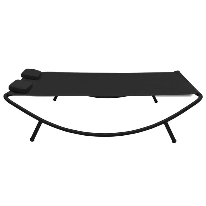 Outdoor Lounge Bed Fabric Black Totpxk
