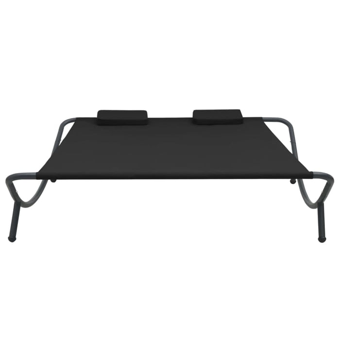 Outdoor Lounge Bed Fabric Black Totpxk
