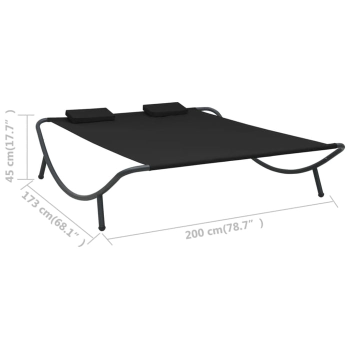 Outdoor Lounge Bed Fabric Black Totpxk