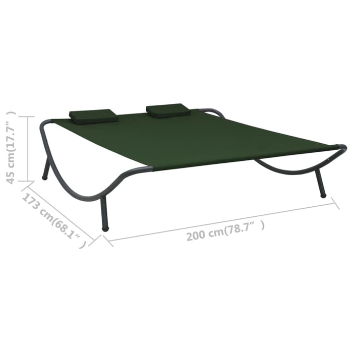 Outdoor Lounge Bed Fabric Green Totptb