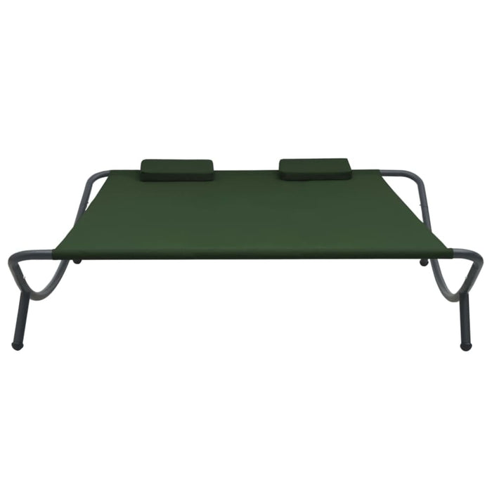 Outdoor Lounge Bed Fabric Green Totptb