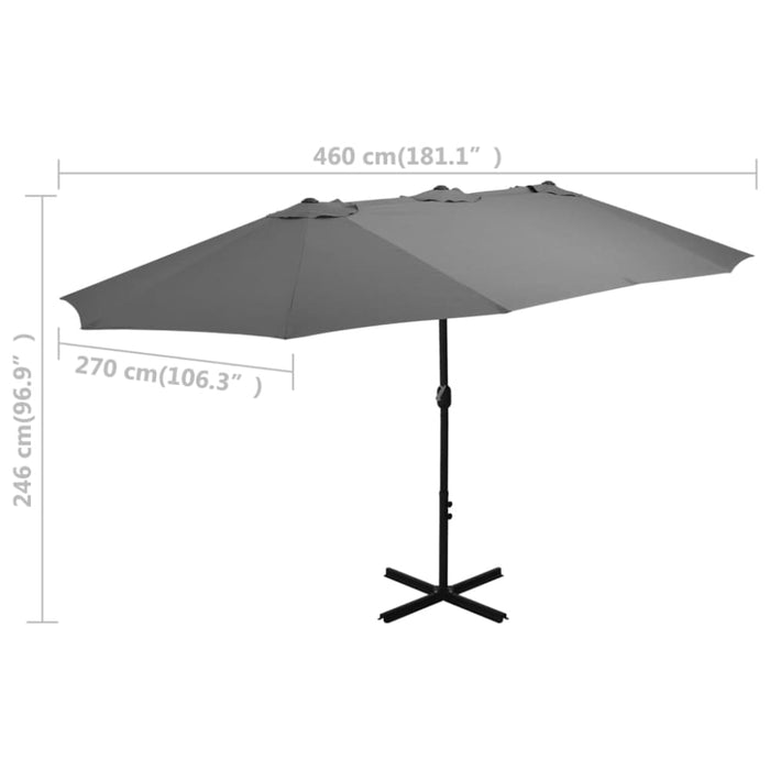 Outdoor Parasol with Aluminium Pole 460x270 Cm Anthracite