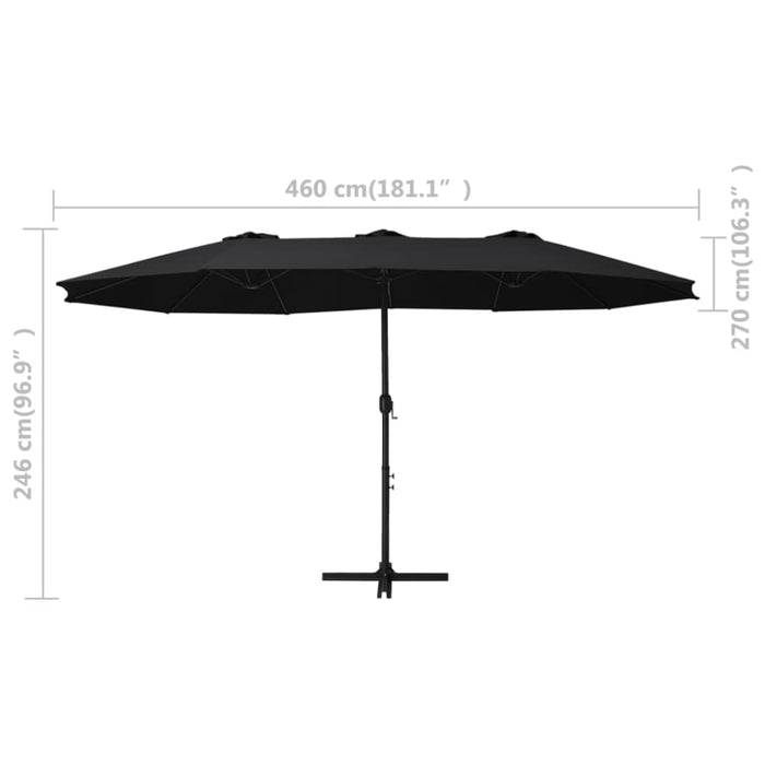 Outdoor Parasol with Aluminium Pole 460x270 Cm Black Aitbx