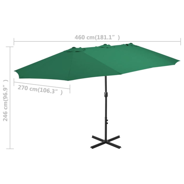 Outdoor Parasol with Aluminium Pole 460x270 Cm Green Aanli