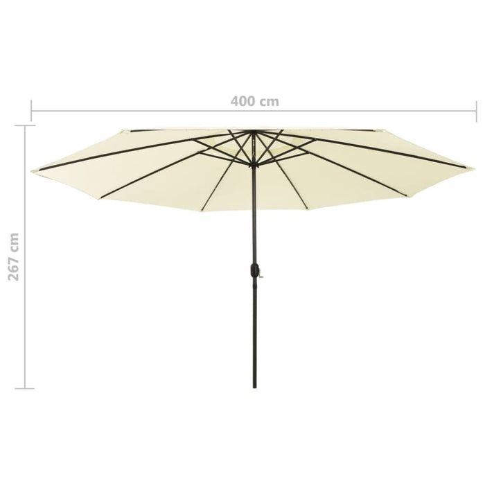 Outdoor Parasol With Led Lights And Metal Pole 400 Cm Sand