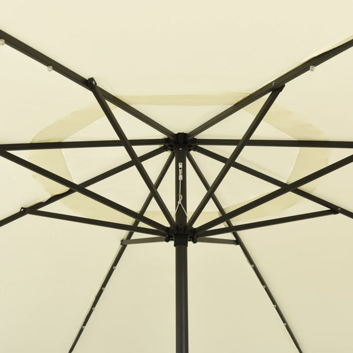 Outdoor Parasol With Led Lights And Metal Pole 400 Cm Sand
