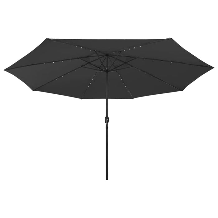 Outdoor Parasol With Led Lights And Metal Pole 400 Cm Black