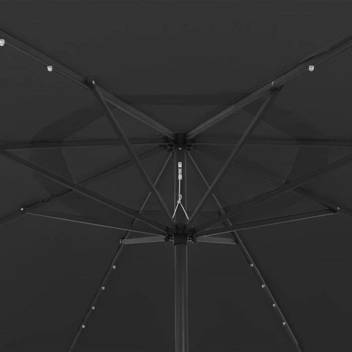 Outdoor Parasol With Led Lights And Metal Pole 400 Cm Black