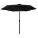 Outdoor Parasol With Led Lights And Steel Pole 300 Cm Black