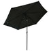 Outdoor Parasol With Led Lights And Steel Pole 300 Cm Black