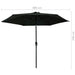 Outdoor Parasol With Led Lights And Steel Pole 300 Cm Black