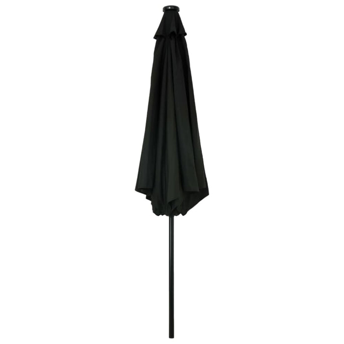 Outdoor Parasol With Led Lights And Steel Pole 300 Cm Black