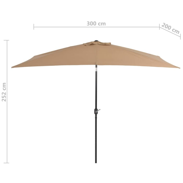 Outdoor Parasol with Metal Pole 300x200 Cm Taupe Aapbx