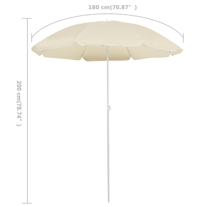 Outdoor Parasol With Steel Pole Sand 180 Cm Toppti