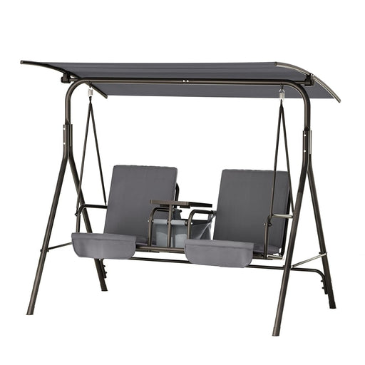 Outdoor Patio Swing Chair 2 Seater Canopy Table Top Cup