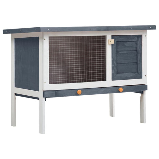 Outdoor Rabbit Hutch 1 Layer Grey Wood Oibnxn