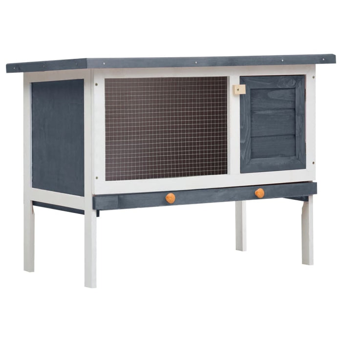 Outdoor Rabbit Hutch 1 Layer Grey Wood Oibnxn