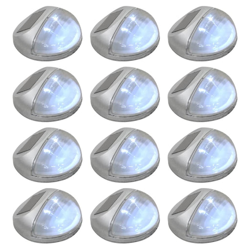 Outdoor Solar Wall Lamps Led 12 Pcs Round Silver Aaait