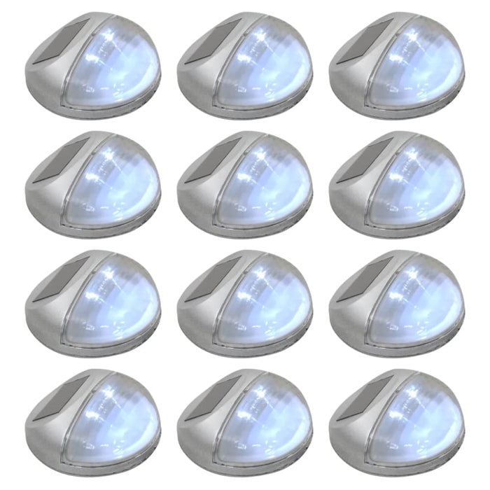 Outdoor Solar Wall Lamps Led 12 Pcs Round Silver Aaait