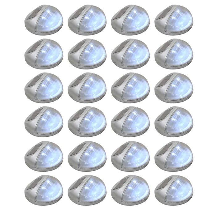 Outdoor Solar Wall Lamps Led 24 Pcs Round Silver Xiioab