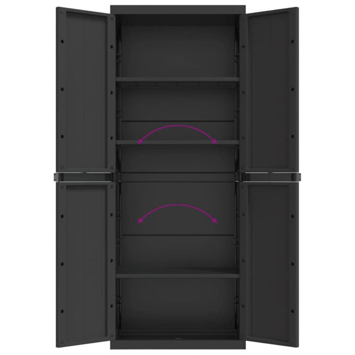 Outdoor Storage Cabinet Black 65x37x165 Cm Pp Tlaxbl